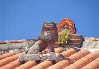 赤瓦屋根とシーサー