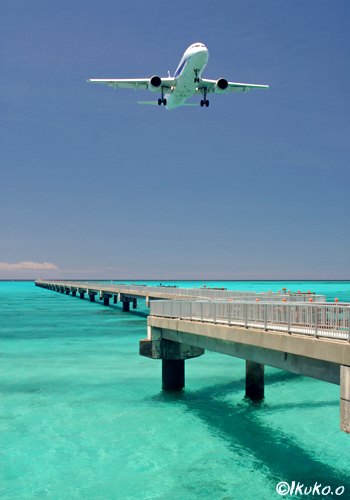 青い海と飛行機