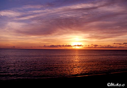 前浜ビーチの夕陽